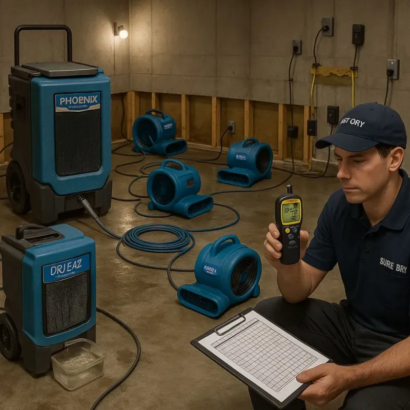 Structural Drying and Dehumidification process in Foxborough, MA